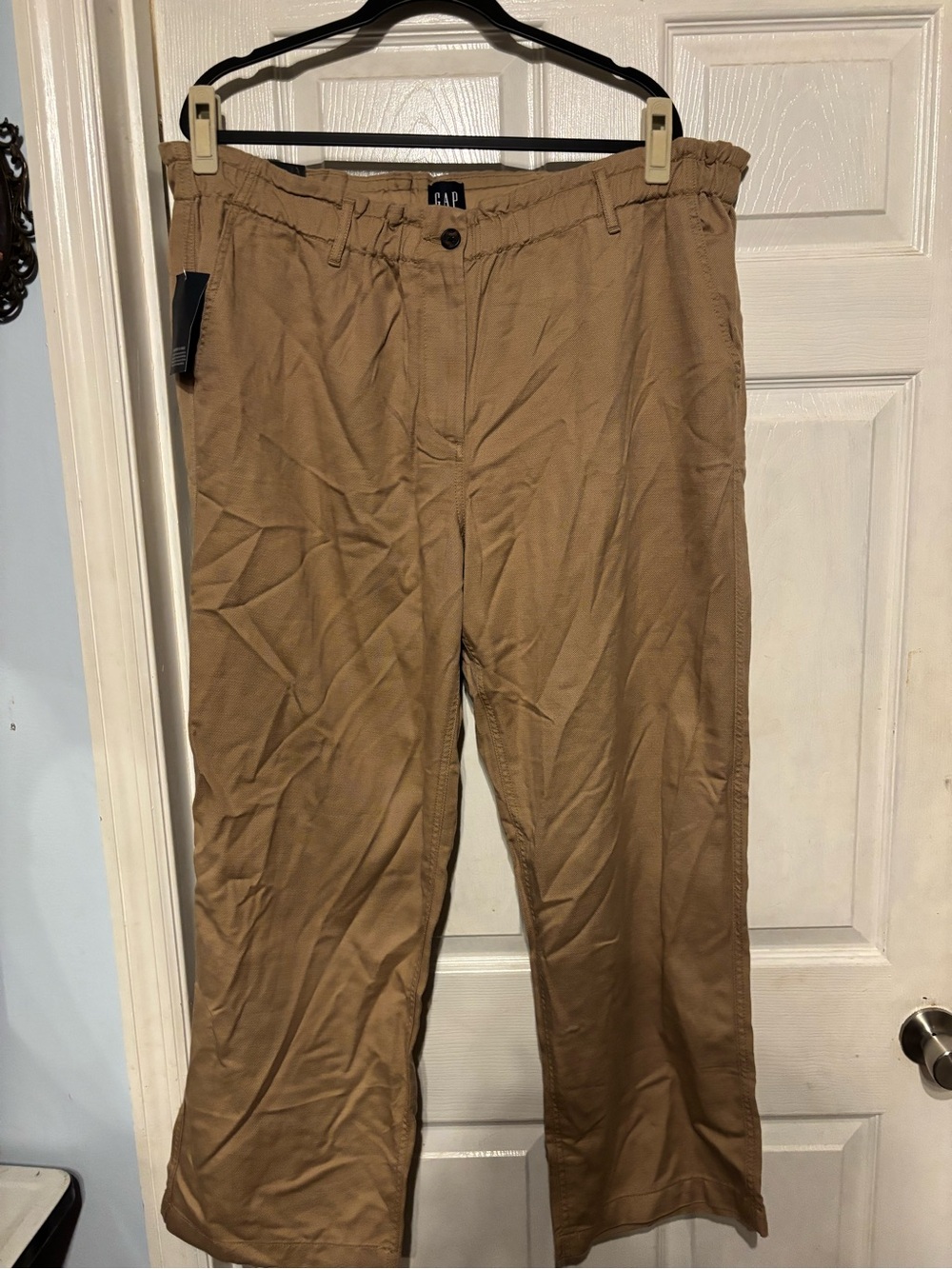 GAP Women's Light Brown Elastic Waist Casual Trousers